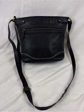 Born Pebbled Classic Black Leather Crossbody Bag